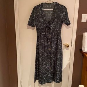 Polka Dot Knot-bust A-Line Dress